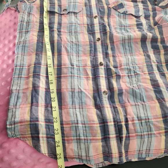 THE MORGAN FACTORY UPCYCLED PLAID LONG SLEEVE TOP BUTTUN DOWN SIZE MEDIUM - Picture 14 of 14